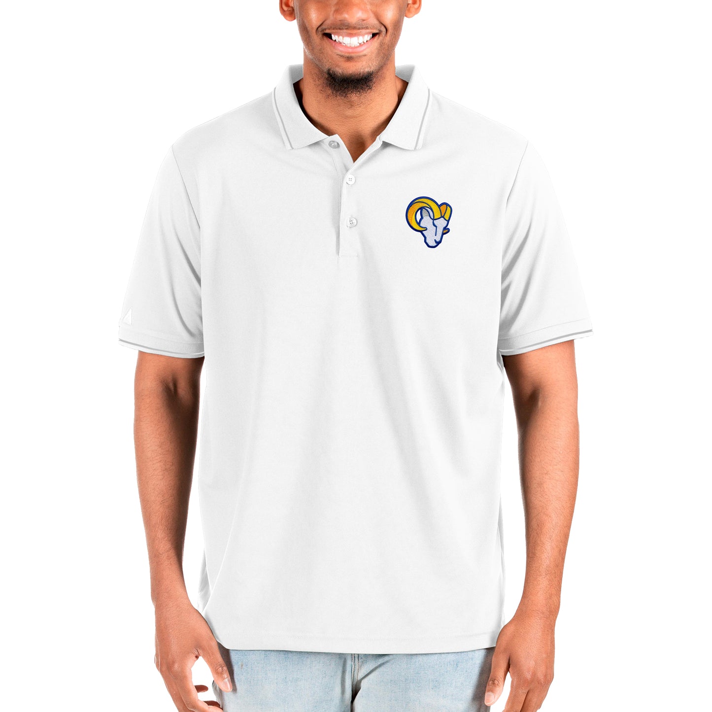 Men's Antigua White Los Angeles Rams Big & Tall Affluent Polo