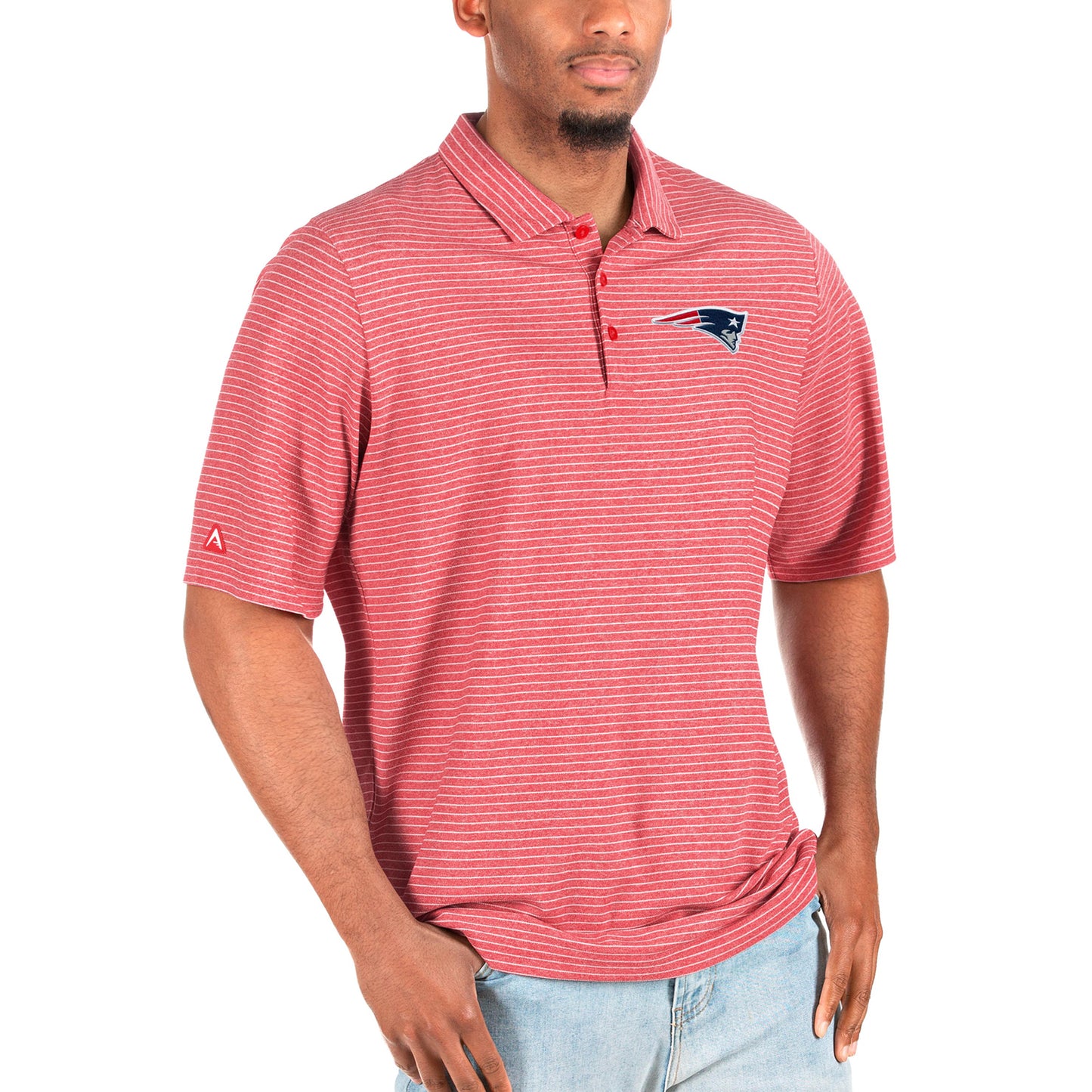 Men's Antigua Heathered Red New England Patriots Big & Tall Esteem Polo