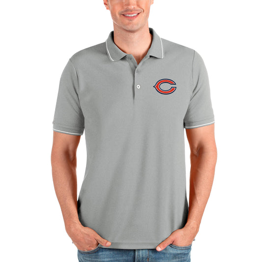 Men's Antigua Heathered Gray Chicago Bears Affluent Polo