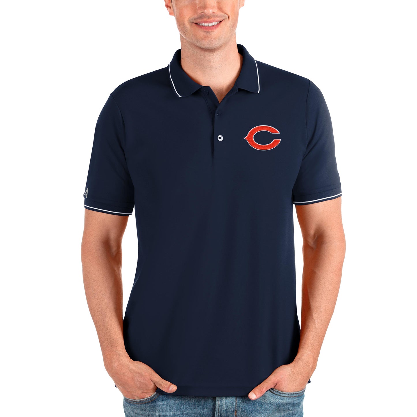 Men's Antigua Navy Chicago Bears Affluent Polo