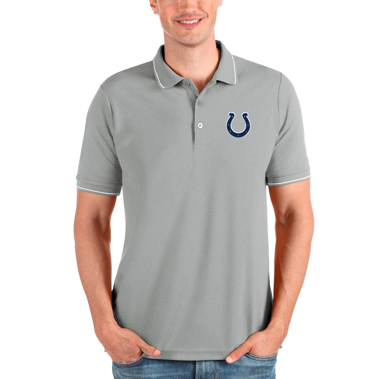 Men's Antigua Heathered Gray Indianapolis Colts Affluent Polo