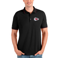 Men's Antigua Black Kansas City Chiefs Affluent Polo