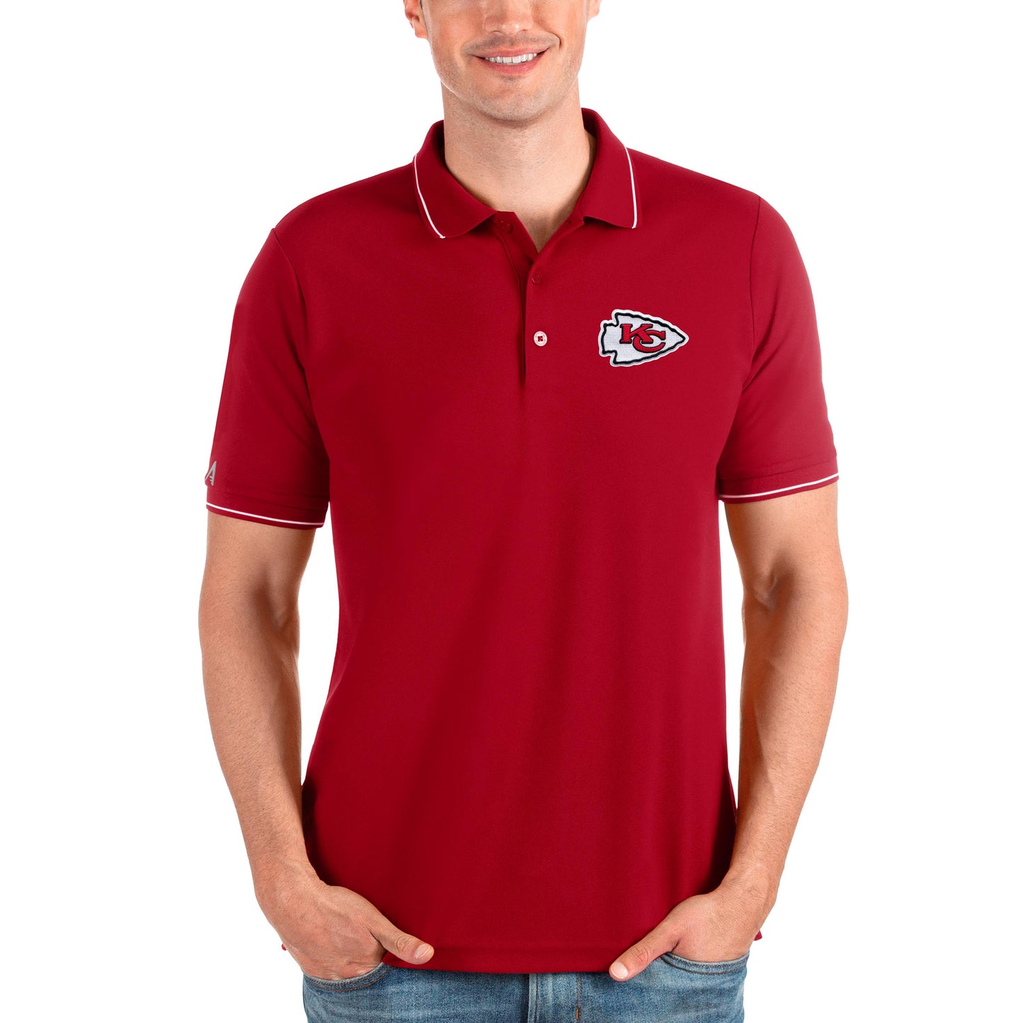 Men's Antigua Red Kansas City Chiefs Affluent Polo