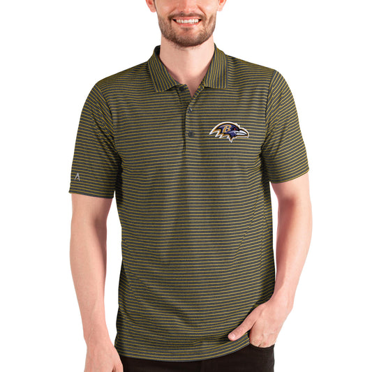 Men's Antigua Heathered Black/Gold Baltimore Ravens Esteem Polo