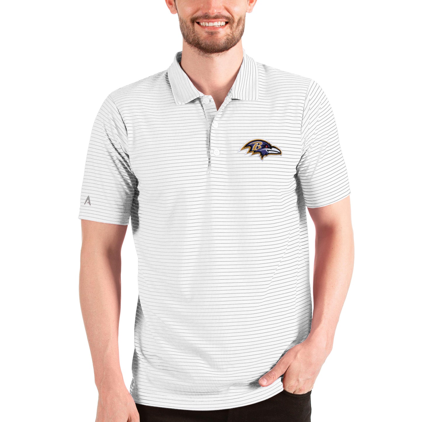 Men's Antigua White Baltimore Ravens Esteem Polo