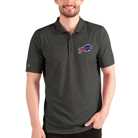Men's Antigua Heathered Black/Silver Buffalo Bills Esteem Polo