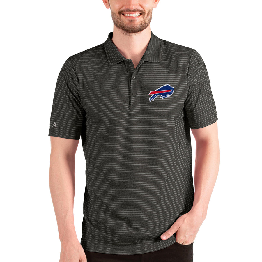 Men's Antigua Heathered Black/Silver Buffalo Bills Esteem Polo
