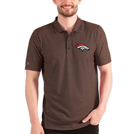 Men's Antigua Heathered Black/Orange Denver Broncos Esteem Polo