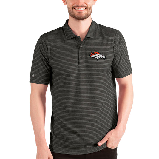 Men's Antigua Heathered Black/Silver Denver Broncos Esteem Polo