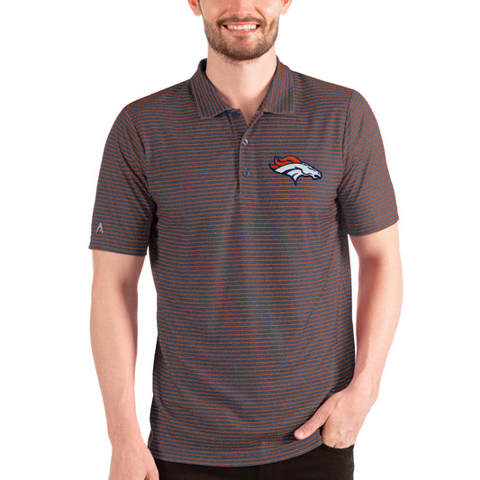 Men's Antigua Heathered Navy/Orange Denver Broncos Esteem Polo