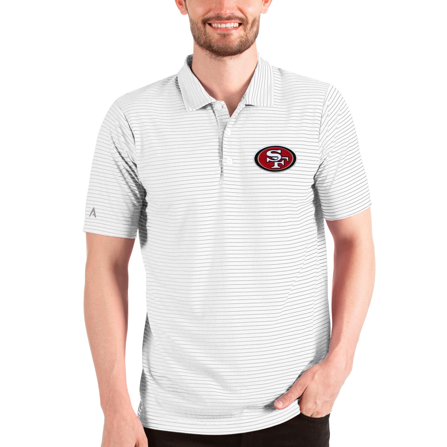 Men's Antigua White San Francisco 49ers Esteem Polo