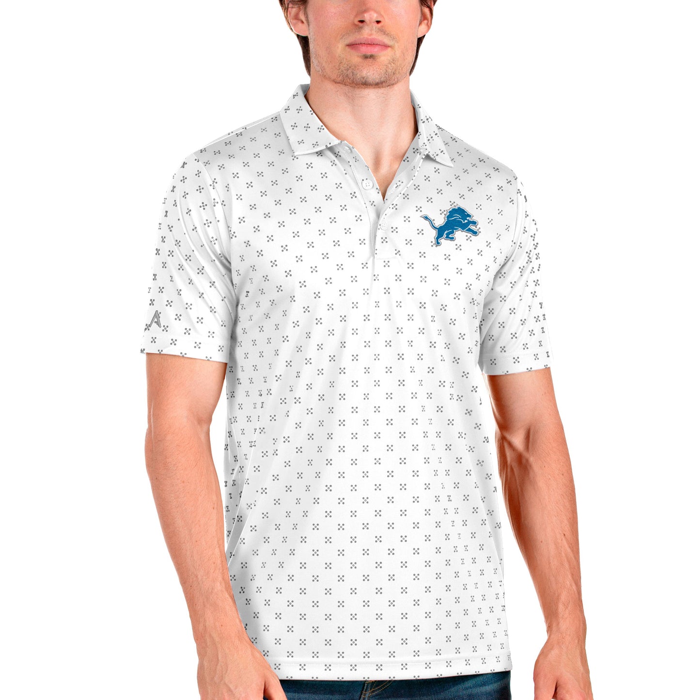 Men's Antigua White Detroit Lions Spark Polo