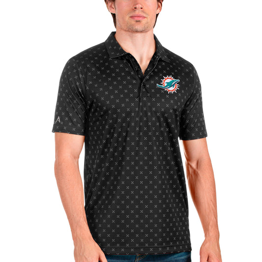 Men's Antigua Black Miami Dolphins Spark Polo