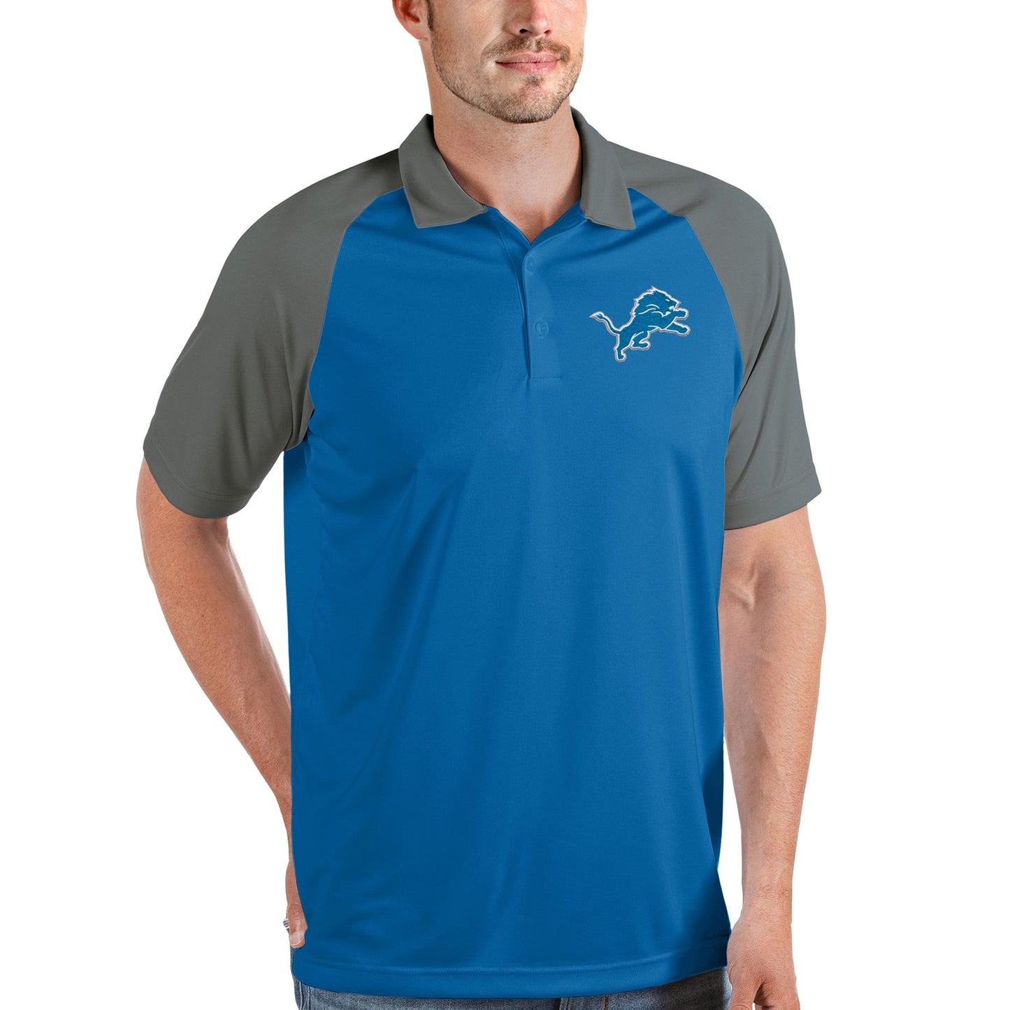 Men's Antigua Blue/Steel Detroit Lions Nova Polo