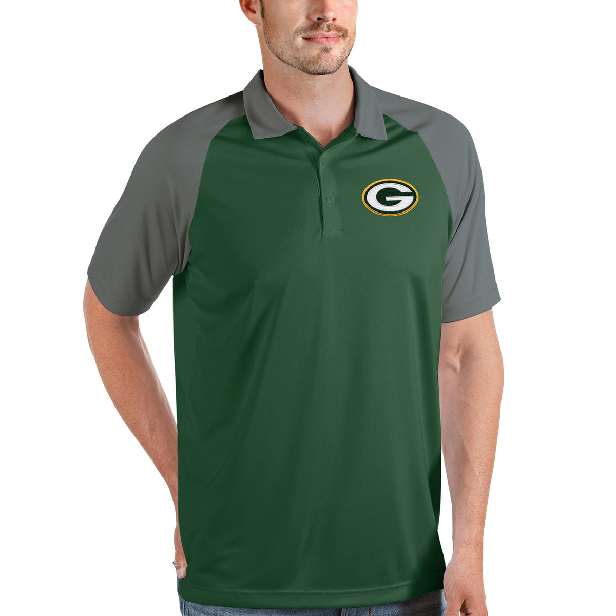 Men's Antigua Hunter Green/Steel Green Bay Packers Nova Polo