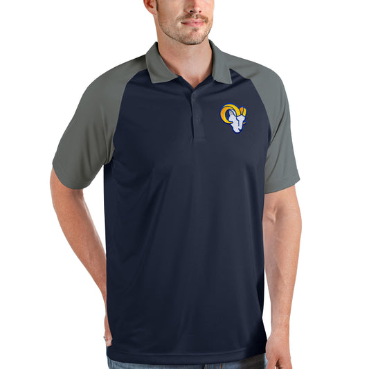 Men's Antigua Navy/Steel Los Angeles Rams Nova Polo