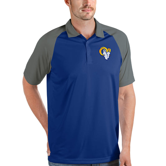 Men's Antigua Royal/Steel Los Angeles Rams Nova Polo