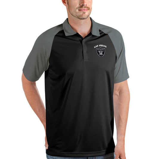 Men's Antigua Black/Steel Las Vegas Raiders Nova Polo