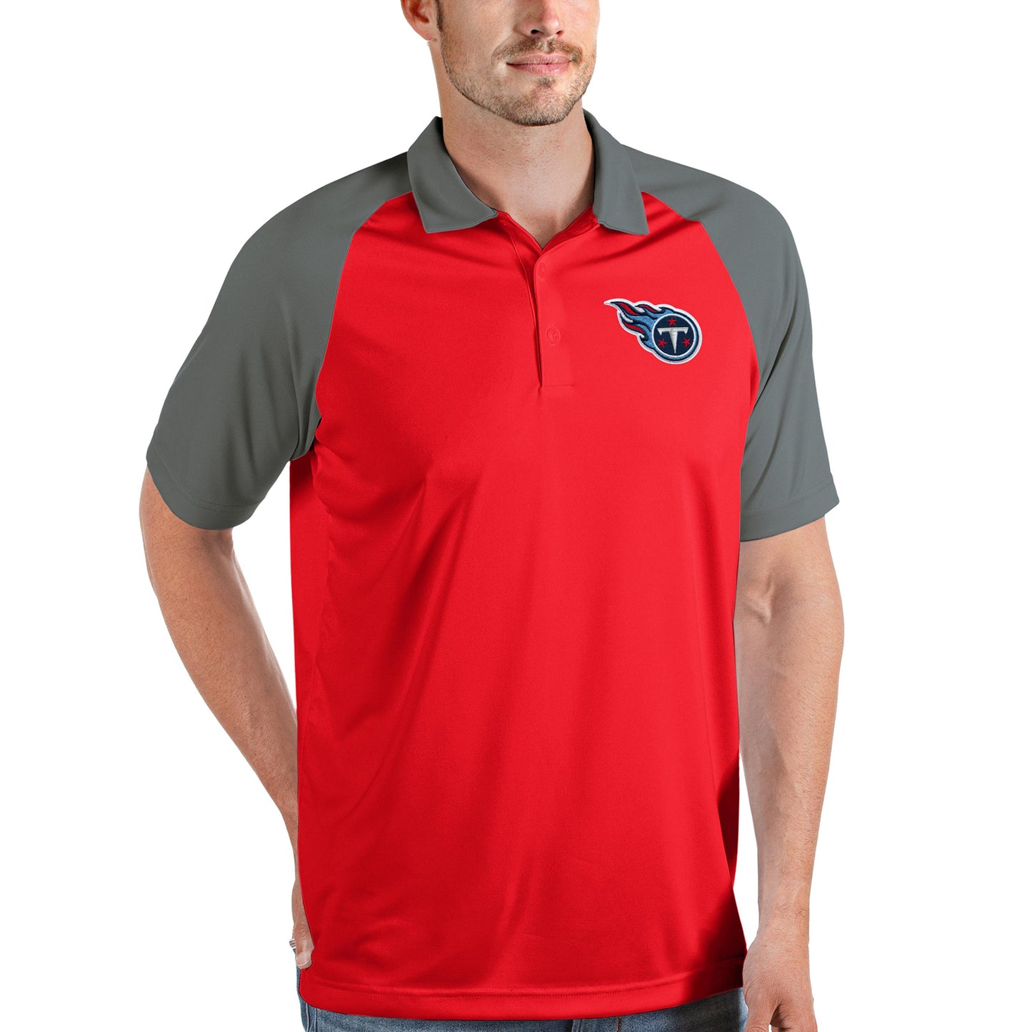 Men's Antigua Red/Steel Tennessee Titans Nova Polo