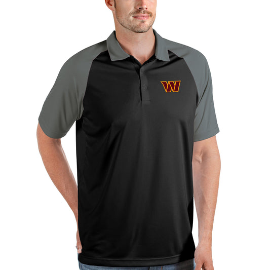 Men's Antigua Black/Steel Washington Commanders Nova Polo