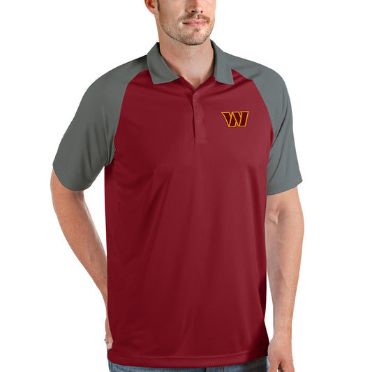 Men's Antigua Burgundy/Steel Washington Commanders Nova Polo