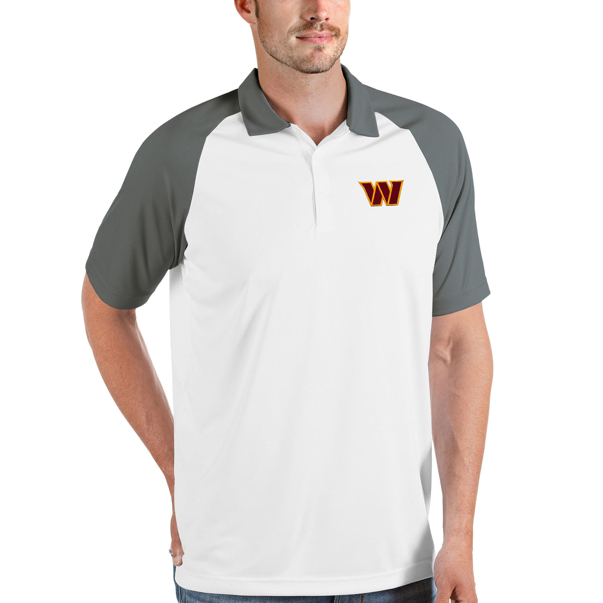 Men's Antigua White/Steel Washington Commanders Nova Polo