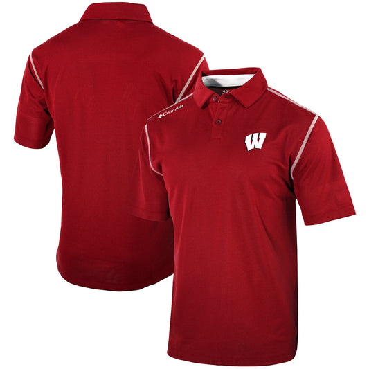 Men's Columbia Red Wisconsin Badgers Omni-Wick Shotgun Polo