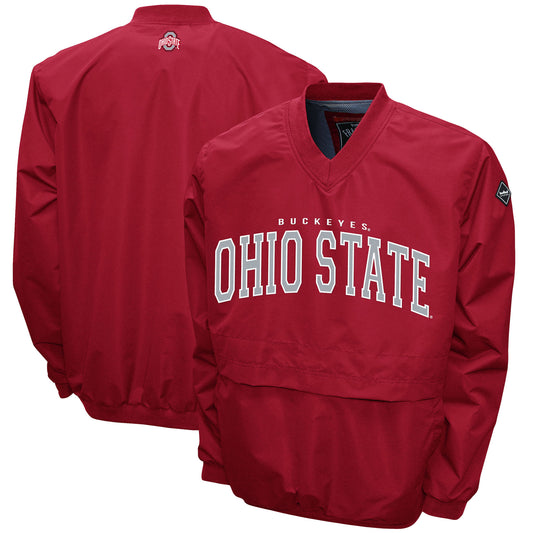 Men's Franchise Club Scarlet Ohio State Buckeyes Team Members Windshell V-Neck Pullover Jacket