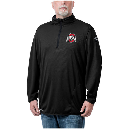 Men's Franchise Club Black Ohio State Buckeyes Flow Thermatec Quarter-Zip Pullover Top