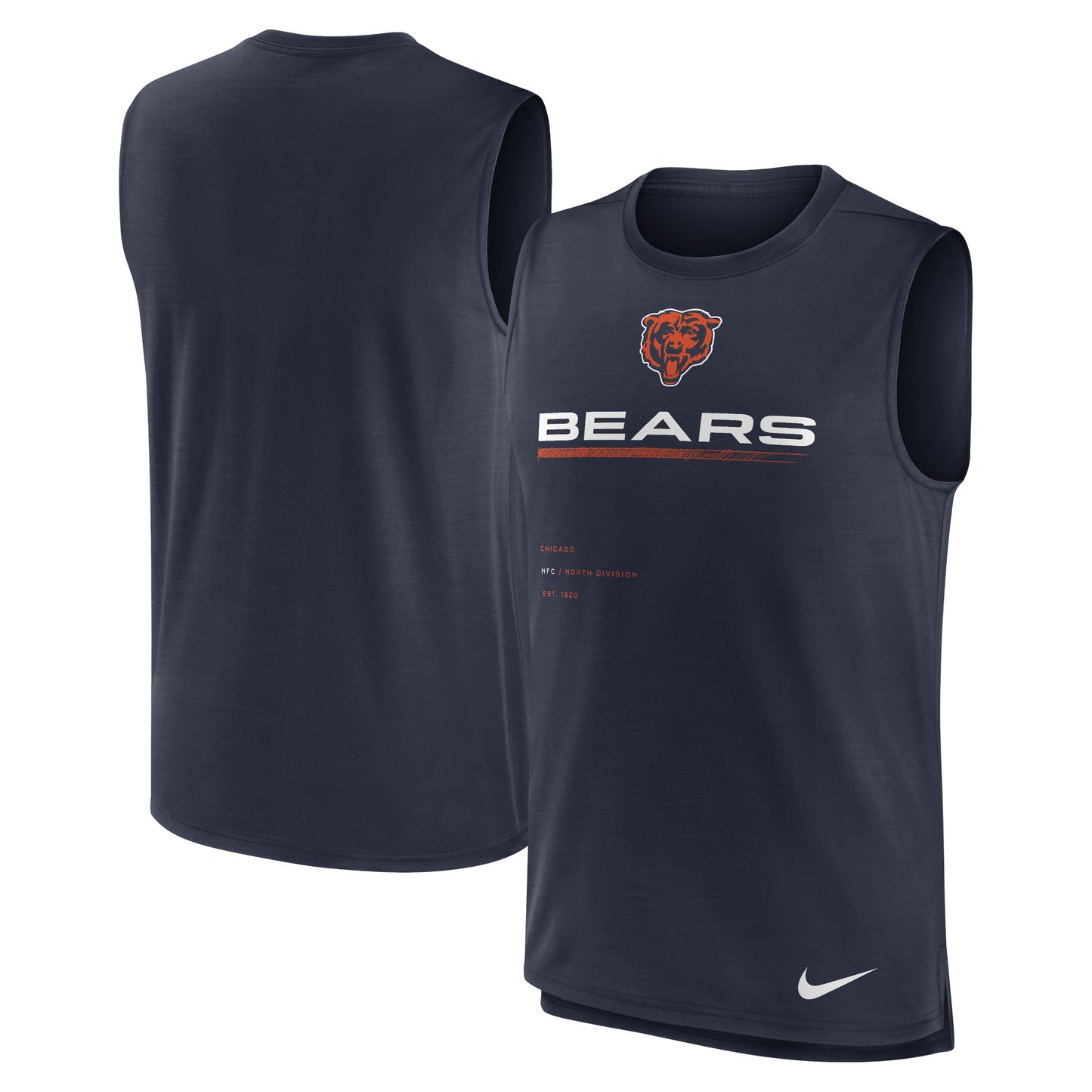 Men's Nike Navy Chicago Bears Muscle Trainer Tank Top