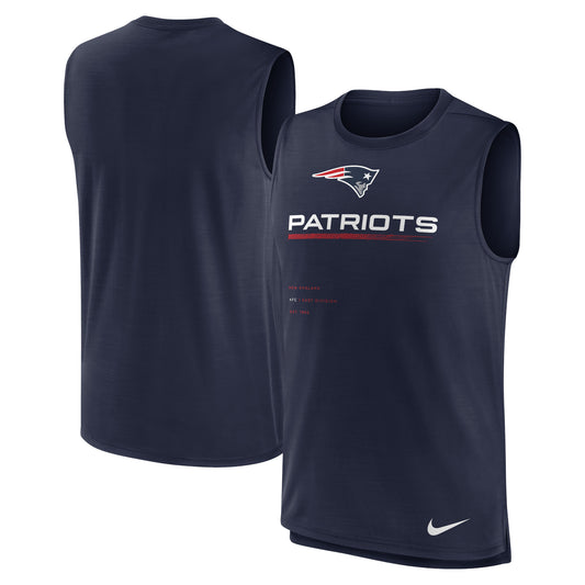 Men's Nike Navy New England Patriots Muscle Trainer Tank Top