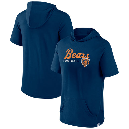 Men's Fanatics Navy Chicago Bears Offensive Strategy Short Sleeve Pullover Hoodie