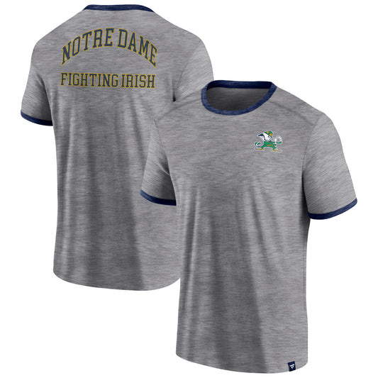 Men's Fanatics Heather Gray Notre Dame Fighting Irish Classic Stack Ringer T-Shirt