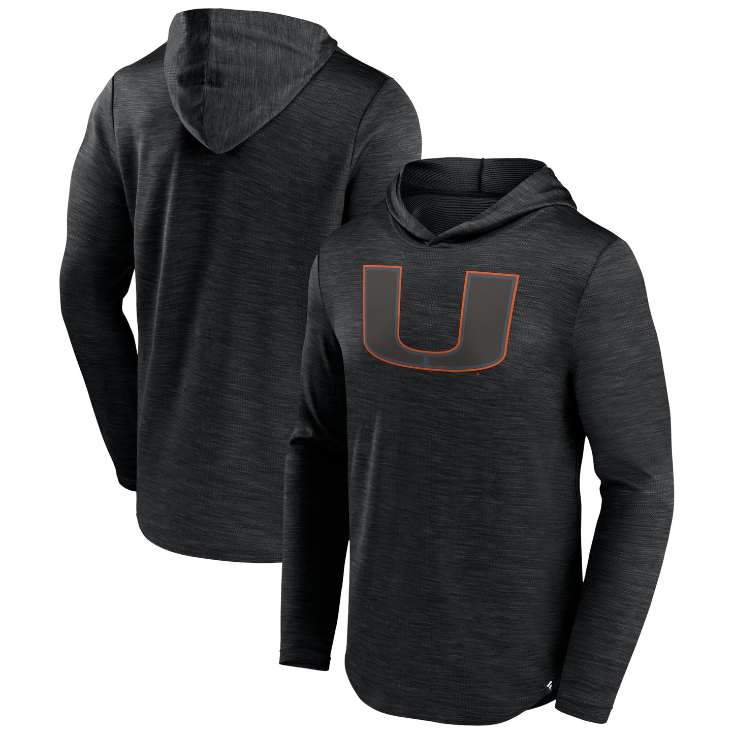 Men's Fanatics Heather Black Miami Hurricanes Transitional Hoodie T-Shirt