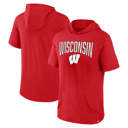 Men's Fanatics Red Wisconsin Badgers Outline Lower Arch Hoodie T-Shirt