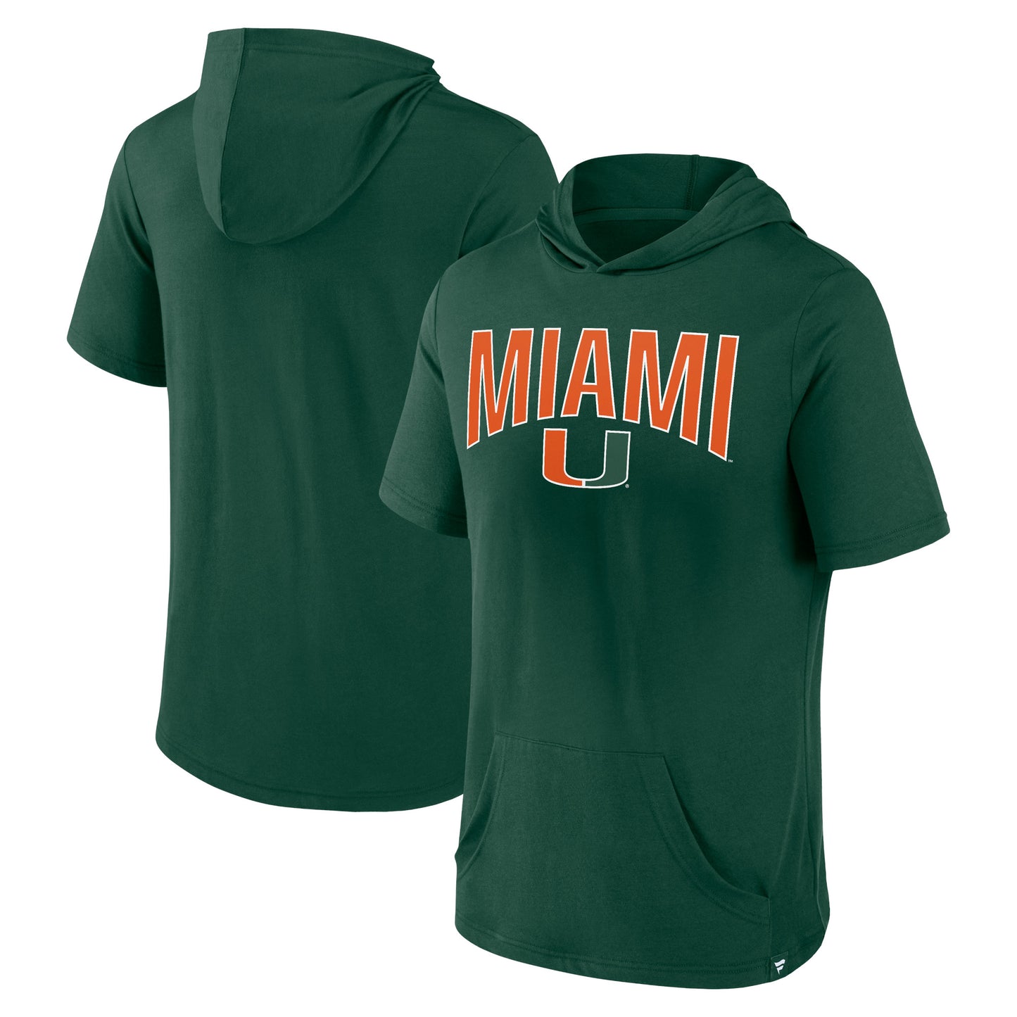 Men's Fanatics Green Miami Hurricanes Outline Lower Arch Hoodie T-Shirt