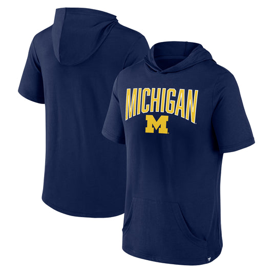 Men's Fanatics Navy Michigan Wolverines Outline Lower Arch Hoodie T-Shirt