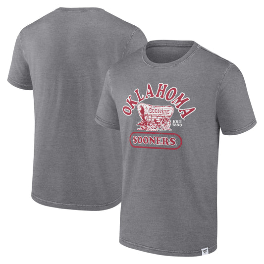 Men's Fanatics Heather Gray Oklahoma Sooners Old-School Pill Enzyme Washed T-Shirt