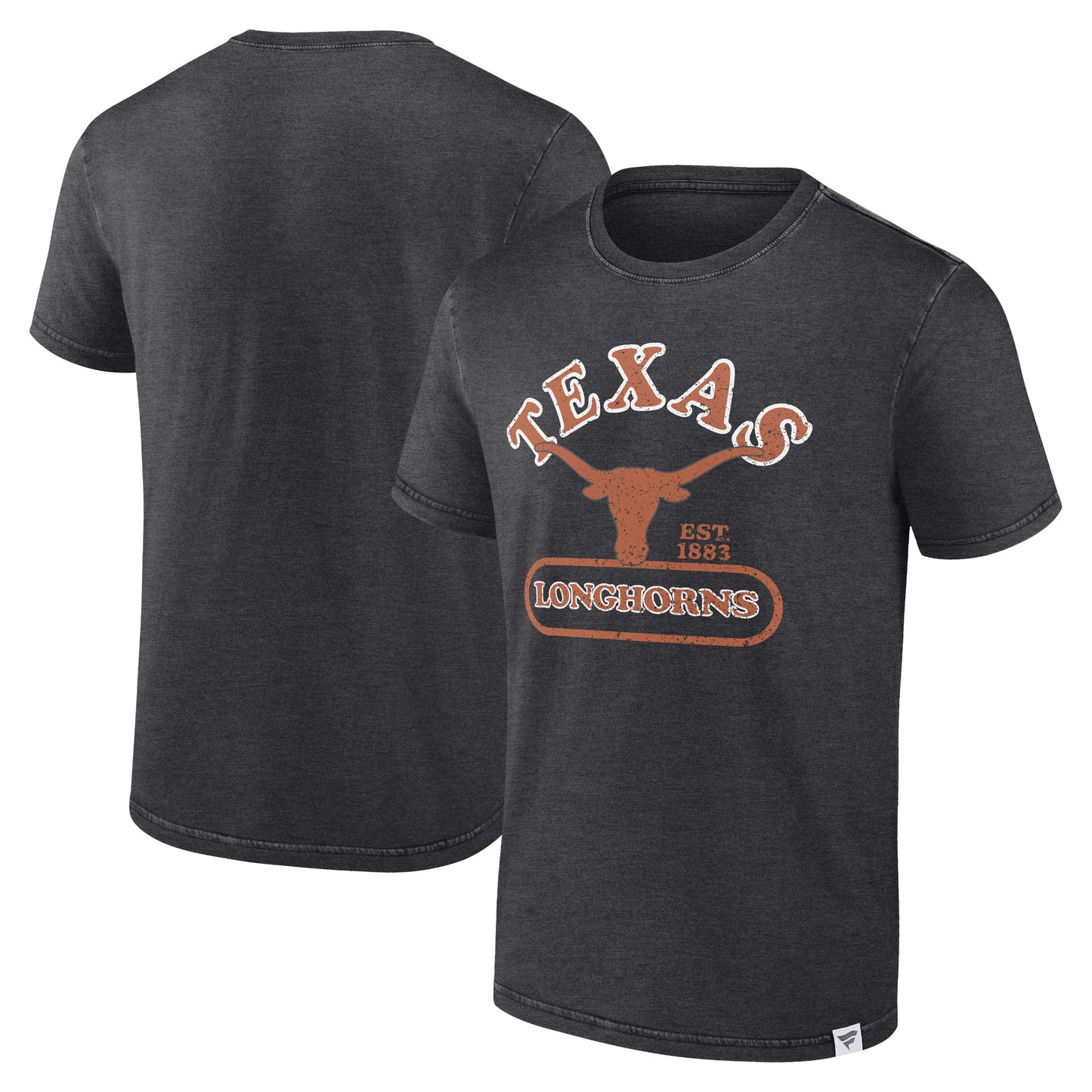 Men's Fanatics Heather Charcoal Texas Longhorns Old-School Pill Enzyme Washed T-Shirt