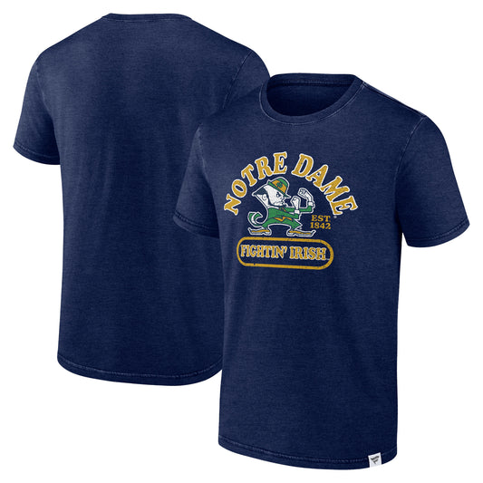 Men's Fanatics Heather Navy Notre Dame Fighting Irish Old-School Pill Enzyme Washed T-Shirt