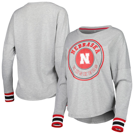 Women's Colosseum Heathered Gray Nebraska Huskers Andy Long Sleeve T-Shirt