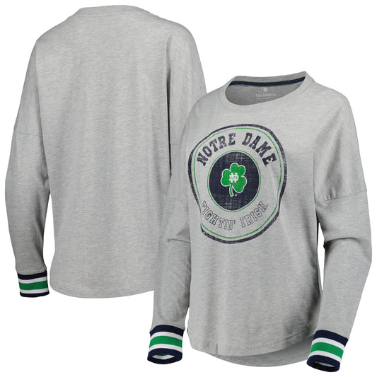 Women's Colosseum Heathered Gray Notre Dame Fighting Irish Andy Long Sleeve T-Shirt