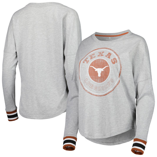 Women's Colosseum Heathered Gray Texas Longhorns Andy Long Sleeve T-Shirt