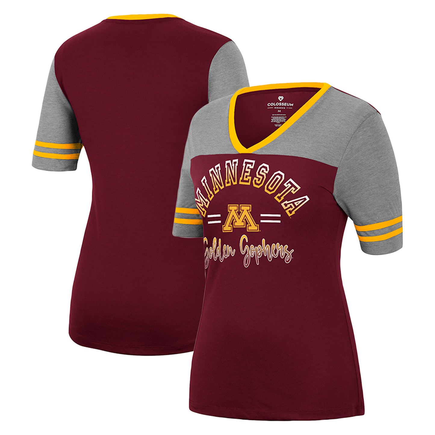 Women's Colosseum Maroon/Heathered Gray Minnesota Golden Gophers There You Are V-Neck T-Shirt