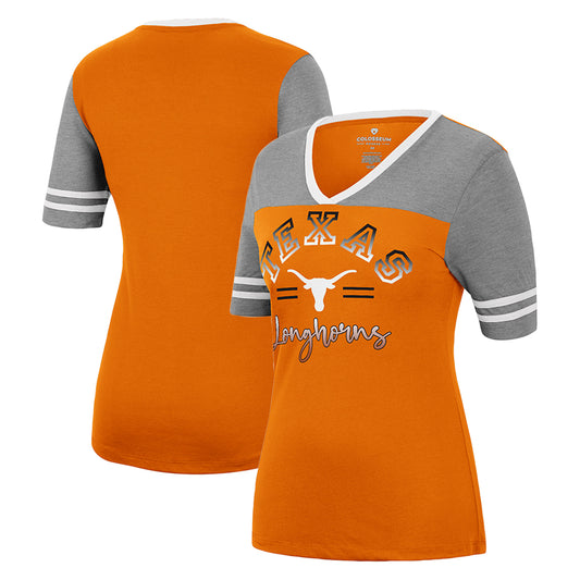 Women's Colosseum Texas Orange/Heathered Gray Texas Longhorns There You Are V-Neck T-Shirt