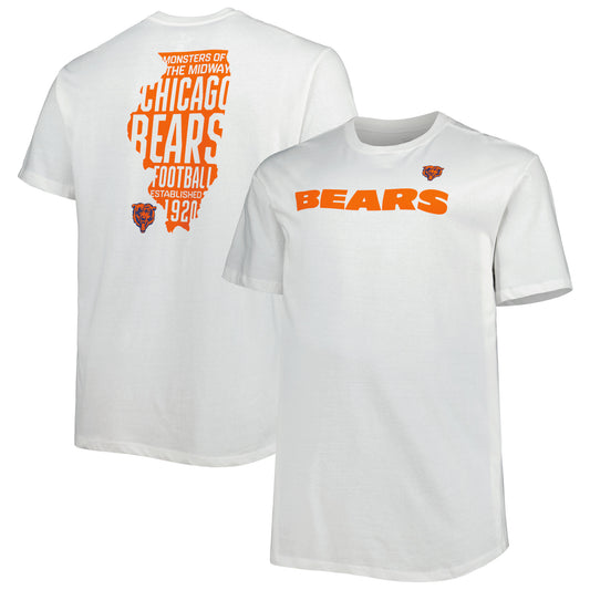 Men's Fanatics White Chicago Bears Big & Tall Hometown Collection Hot Shot T-Shirt