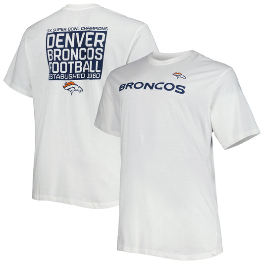 Men's Fanatics White Denver Broncos Big & Tall Hometown Collection Hot Shot T-Shirt