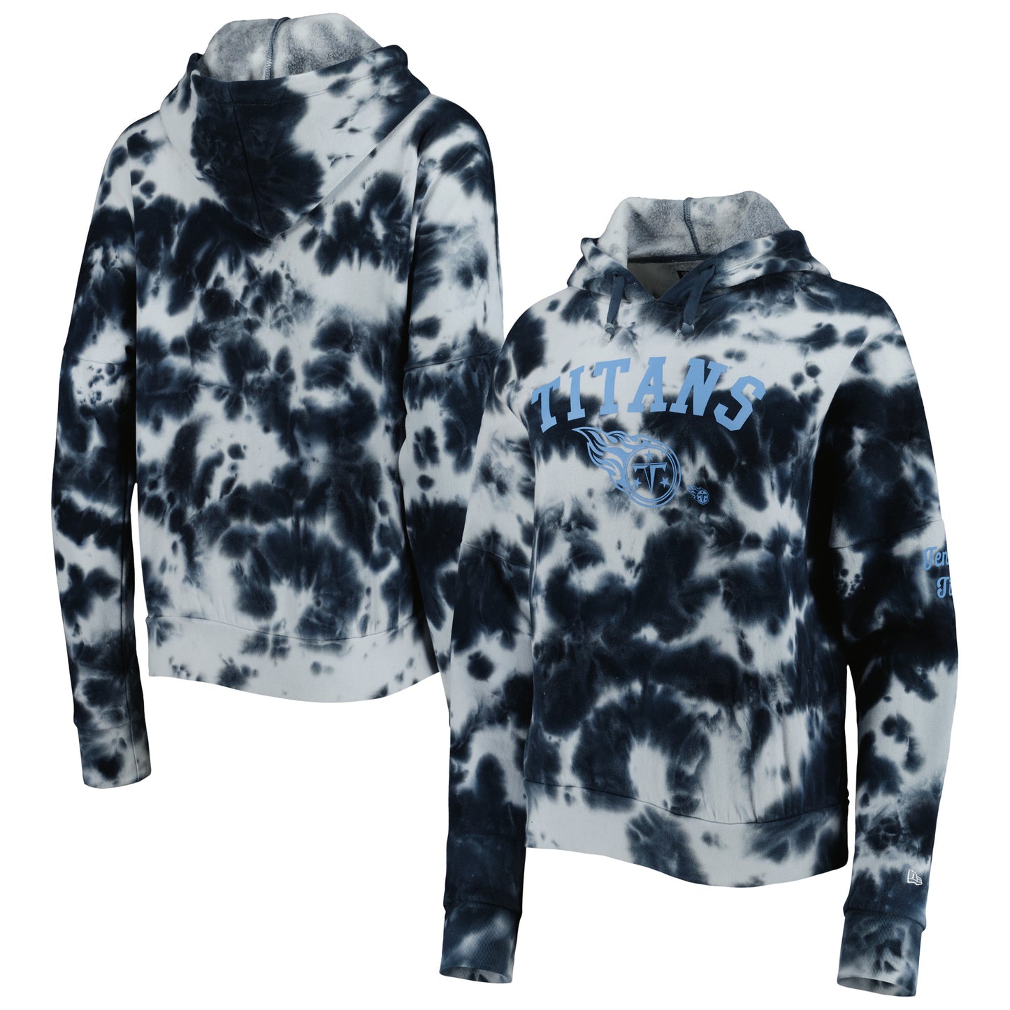 Women's New Era Navy Tennessee Titans Cloud Dye Fleece Pullover Hoodie