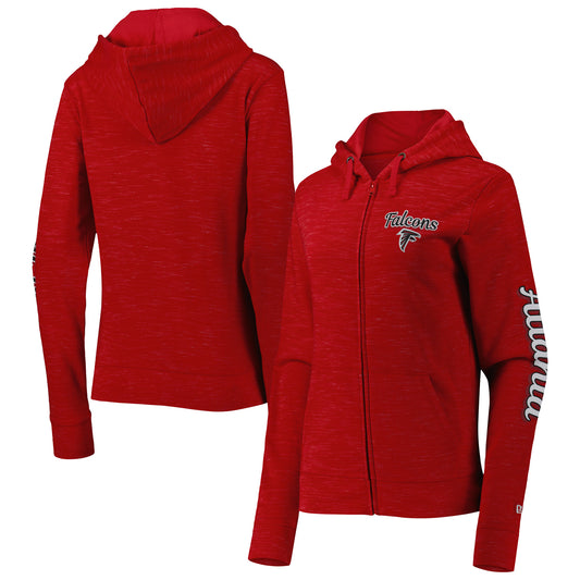 Women's New Era Red Atlanta Falcons Reverse Space-Dye Full-Zip Hoodie