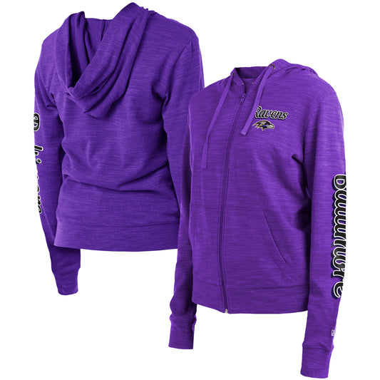 Women's New Era Purple Baltimore Ravens Reverse Full-Zip Hoodie